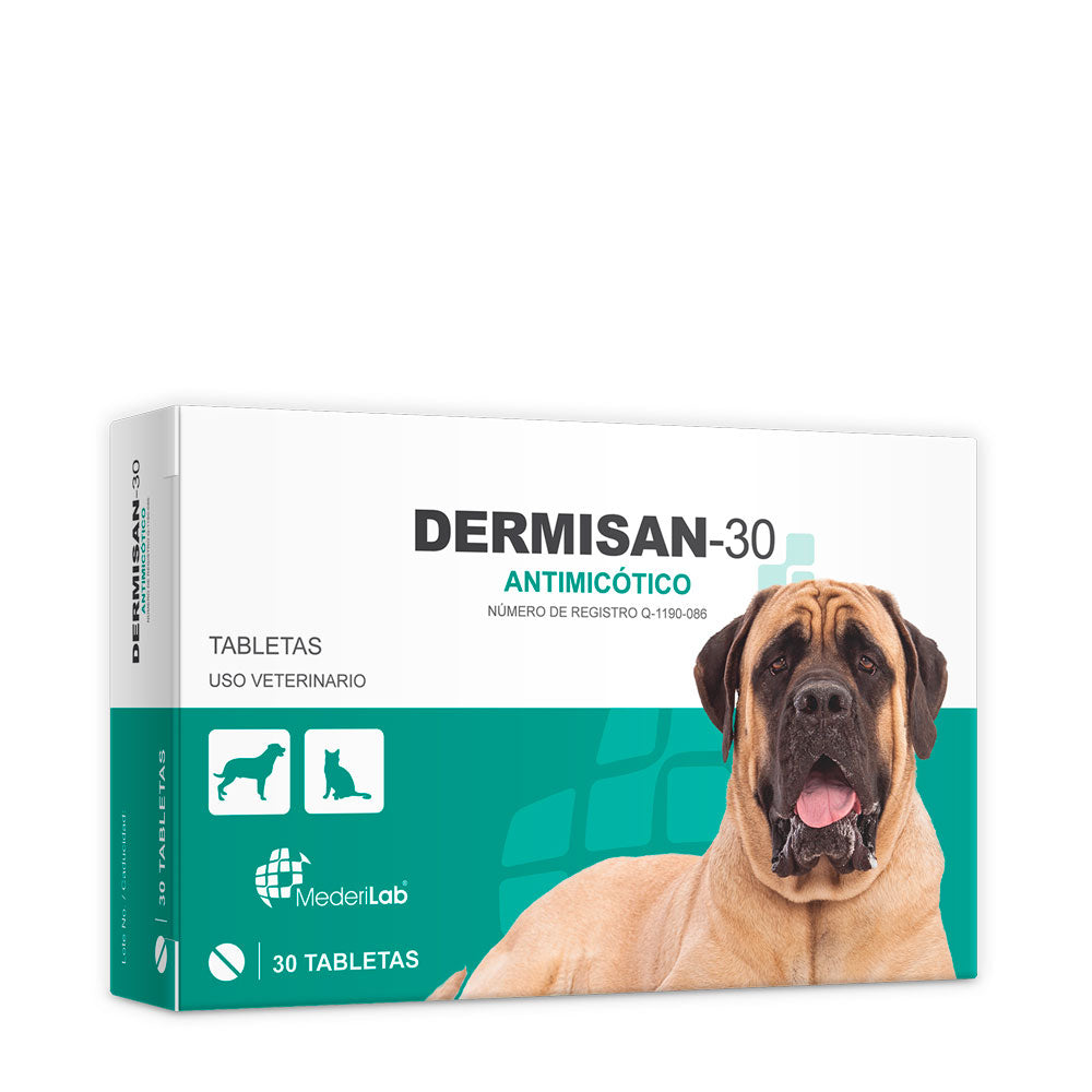 Dermisan 30 Antimicotico 30 Tabletas - Mederilab (Hasta 30 Kg) Dermisan 30 Antimicotico 30 Tabletas - Mederilab (Hasta 30 Kg)